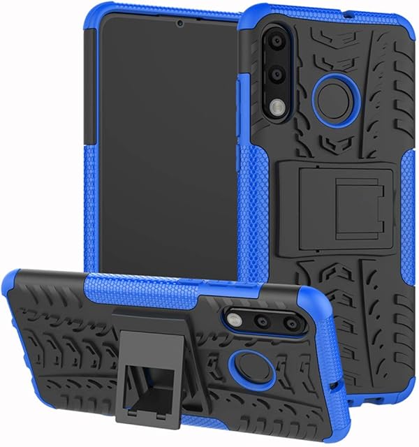 Yiakeng Huawei P30 Lite Case, P30 Lite New Edition Case, Double Layer Shockproof Slim Drop Full Body Protection With Kickstand For Huawei P30 Lite Phone Case (Blue)