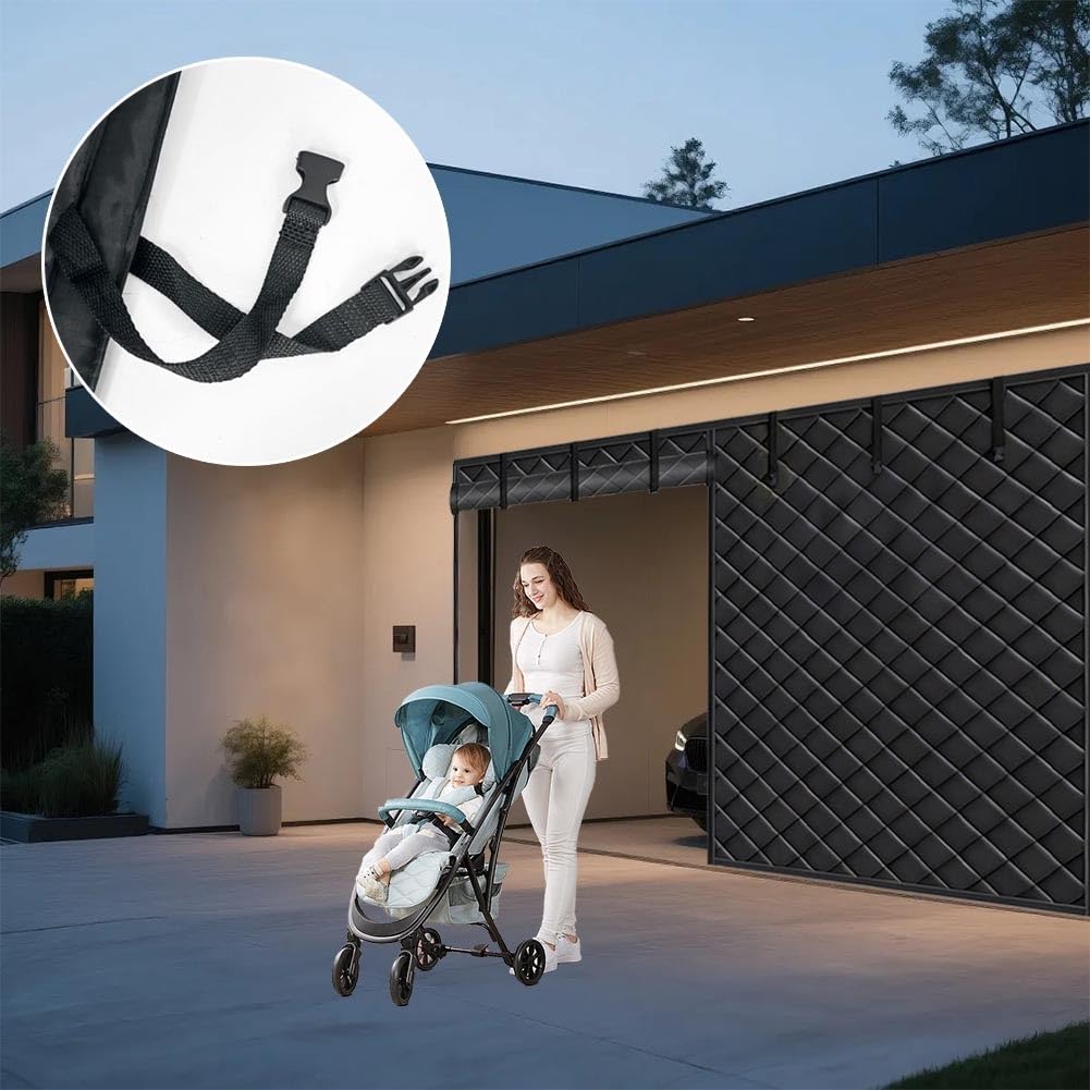 Winters Garage Door Screen Magnetic Thermal Insulated Door Curtain 183x183cm 274x213cm 229x229cm Thermal Garage Door Cover Weatherproof(Czarny,W274xH213cm)