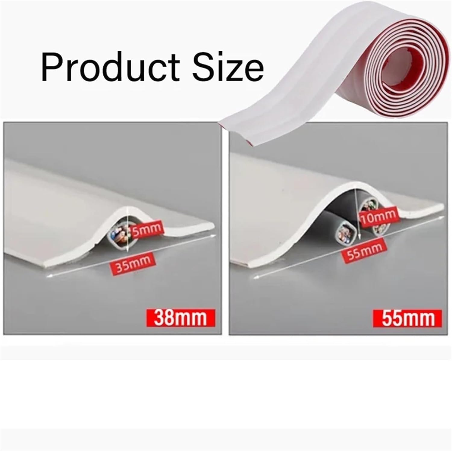 Floor Cord Cover Cable Protector Self-Adhesive Wire Protection Strips Prevent Trip Floor Cable Cover(White-5.5cm,10M)