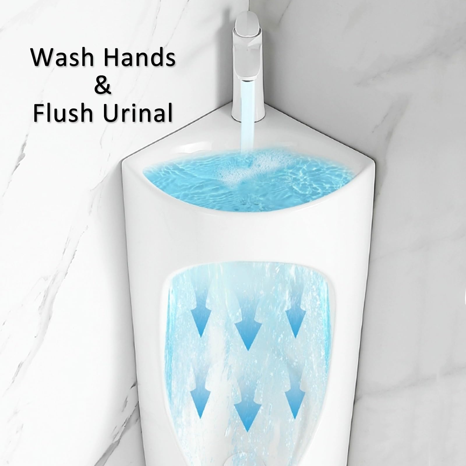 Jcgly Orinatoio Angolare per Bagni Piccoli, in Ceramica Bianca con Lavandino e Rubinetto, Orinatoi Triangolari per Uomo
