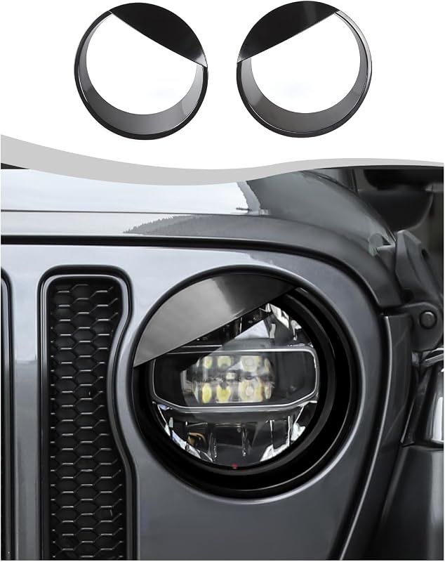 Moldura de farol Angry Eyes Hoolcar em ABS para Jeep Wrangler JL e Gladiator JT 2018–2024+ – Par