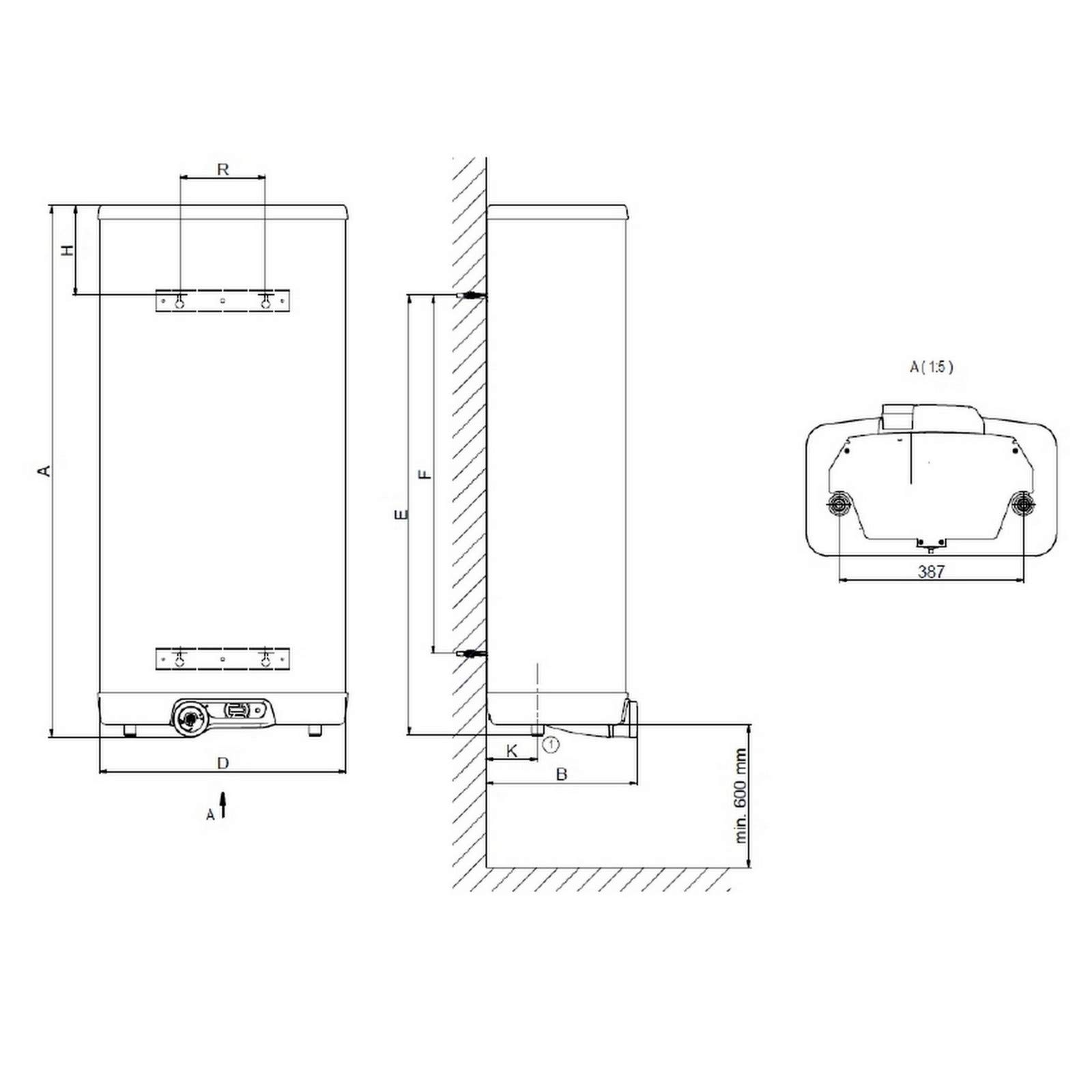 elektrischer wandhängender Warmwasserspeicher Boiler mit verschleißfreiem Keramikheizstab - 2-Kammer-System - sehr flach Gehäusetiefe NUR 300mm in den Größen 80 L Liter 2 kW 230 Volt