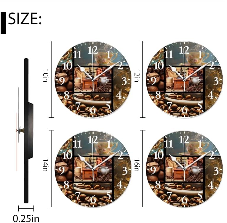 Miniatura 2 de Reloj de pared con movimiento de barrido sin tictac, funciona con pilas, relojes de pared analógicos decorativos para dormitorio, oficina, sala de