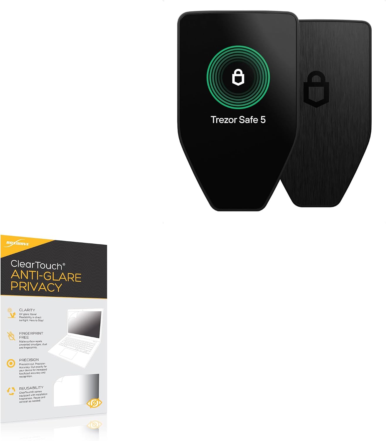 BoxWave Screen Protector Compatible with Trezor Safe 5 - ClearTouch Anti-Glare Privacy (2-Pack), Privacy Screen Protector Flexible Film Anti-Glare