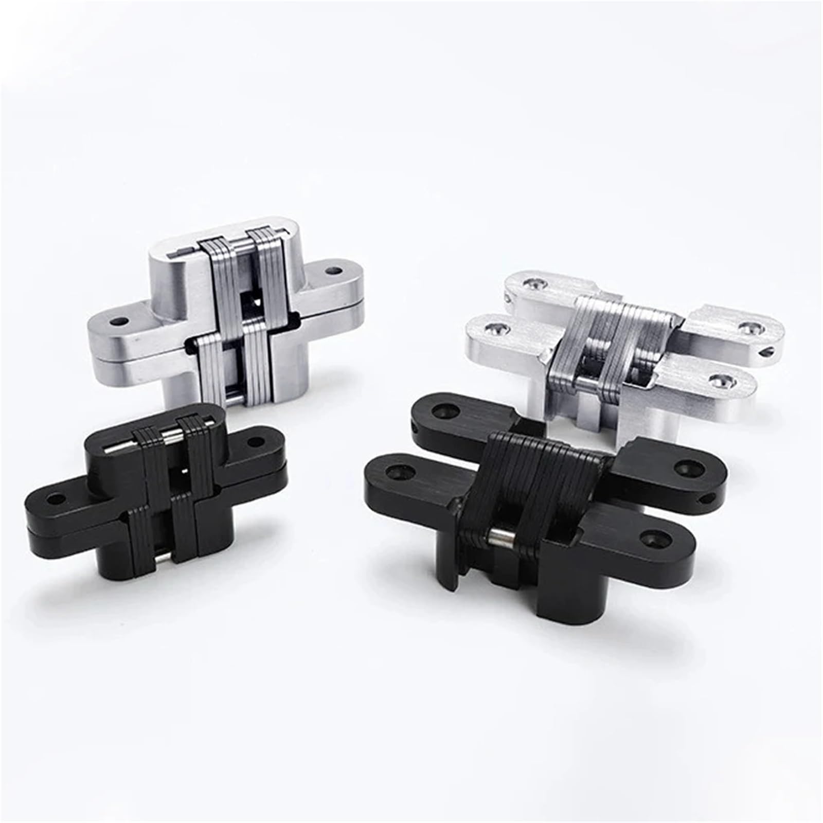 Ehfqpjybbo Silver-16X70mm H-Shaped Concealed Hinges 180 Degree Folding Heavy Built-In Door Hinges Cross Cabinet Hinge 1Pcs(Silver-16X70mm)