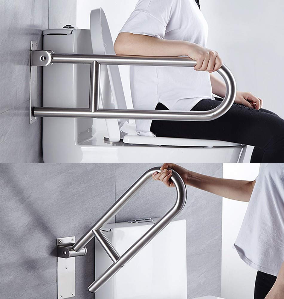 Maniglia di Sostegno Pieghevole a 90° per disabili Maniglia di Sostegno in Acciaio Inossidabile per Anziani nella Toilette e nel Bagno Supporti di Sicurezza Guide Antiscivolo 60 cm