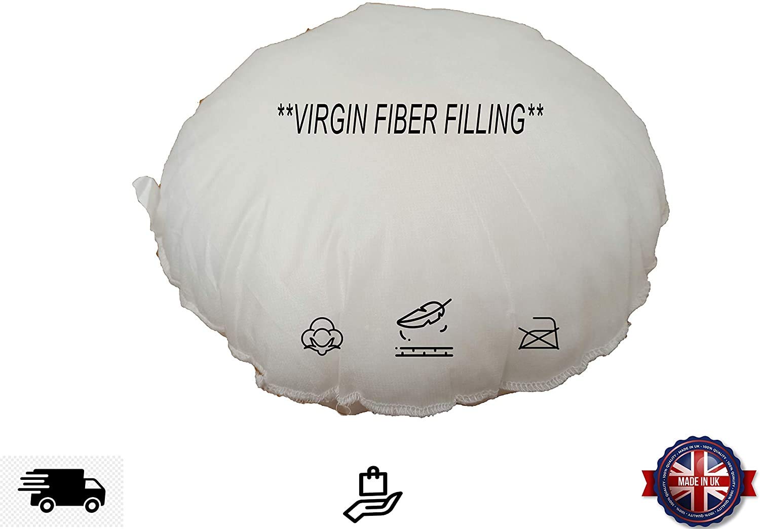 Arlinens White Pack Of 2-Round Cushion Pads100% Virgin Hollow Fibre Circular Inserts Inners In 16" 18" 20" (18X18(45X45cm))