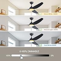 Vista 3 de Ovlaim Ventiladores de techo inteligentes de 56 pulgadas con luces y control remoto, ventilador de techo moderno de 3 aspas para interiores