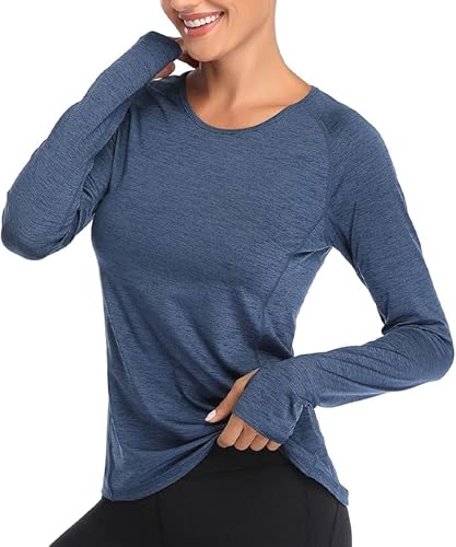 Vutru Women's Long Sleeves Workout T Shirt Breathable Sports Running Yoga Tops Thumb Holes #TOP8