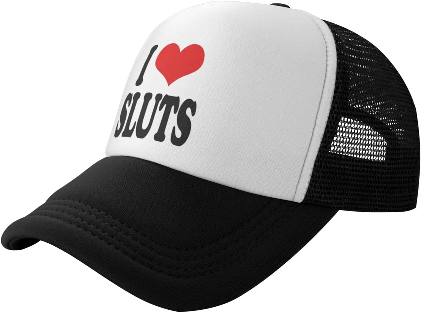 Fjqwklf Unisex Black Hat,I Love Sluts Trucker Hat Baseball Cap Women Men Dad Hat Golf Cowboy Hat