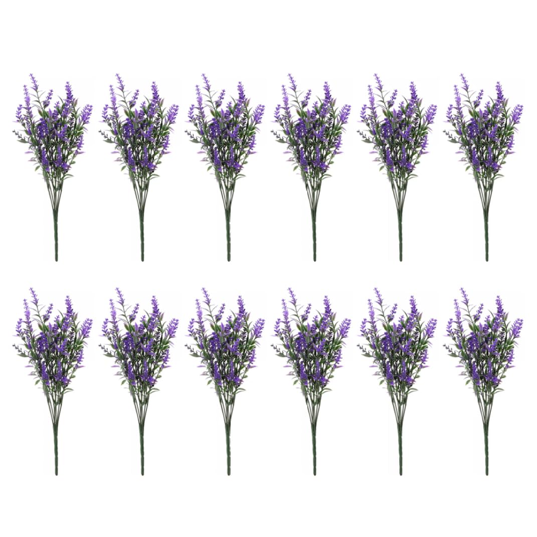Flores artificiales de lavanda que no se decoloran con el sol para exterior 12 uds