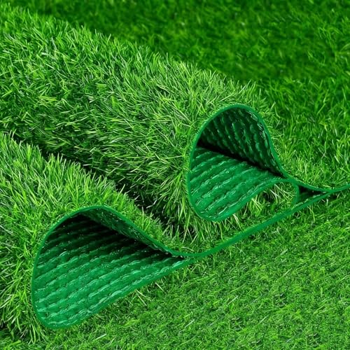 Alfombra de Césped Artificial, de 20 mm de Grosor, de Alta Densidad, con Orificios de Drenaje, Césped Sintético para Interiores y Exteriores, ideal para Mascotas, Balcón y Jardín(1x9m/3.2x29.5ft)
