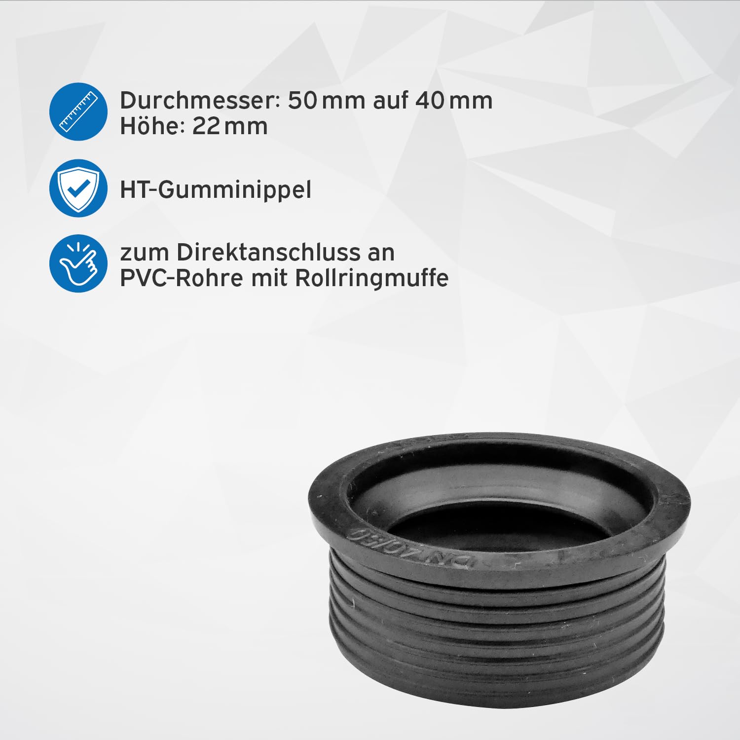 kör4u Set completo di lavandino nero, 52,6 cm, in plastica, con tappo di scarico, sifone in plastica bianco 1 1/2" x 40 mm, tappo in gomma DN 40/50