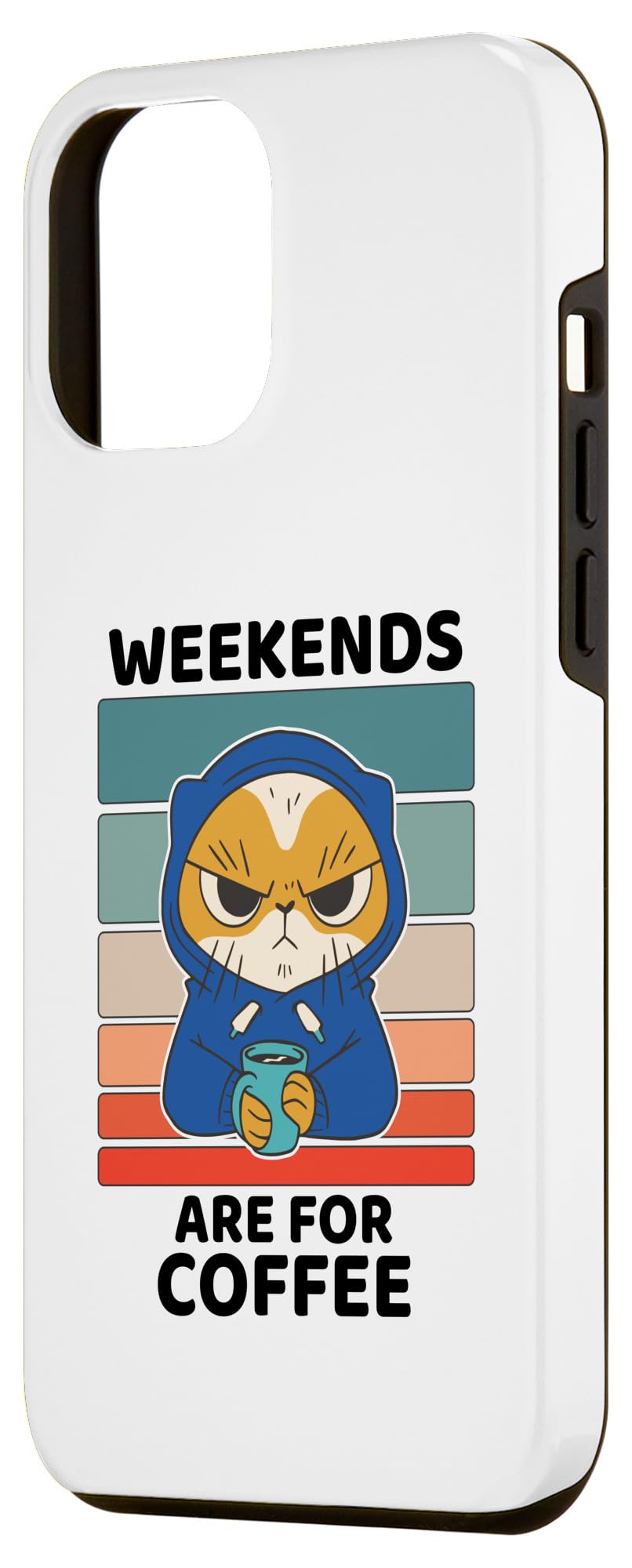 iPhone 14 Pro Max Retro Angry Cat Lover Weekends Are For Coffee Lover Case - Image 2