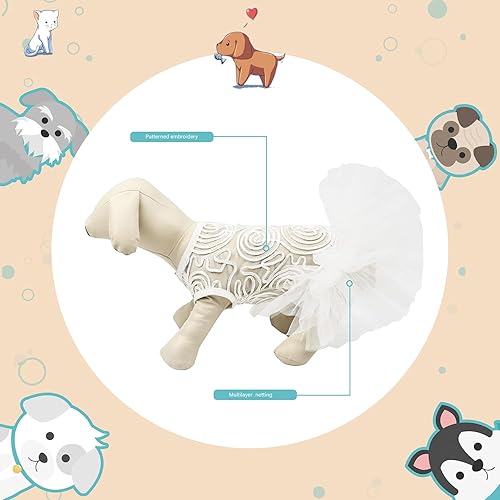 Miniatura 3 de Vestido de boda para perro, falda tutú para perros pequeños y medianos, malla transpirable, vestido de novia de verano canino, ropa de disfraz de