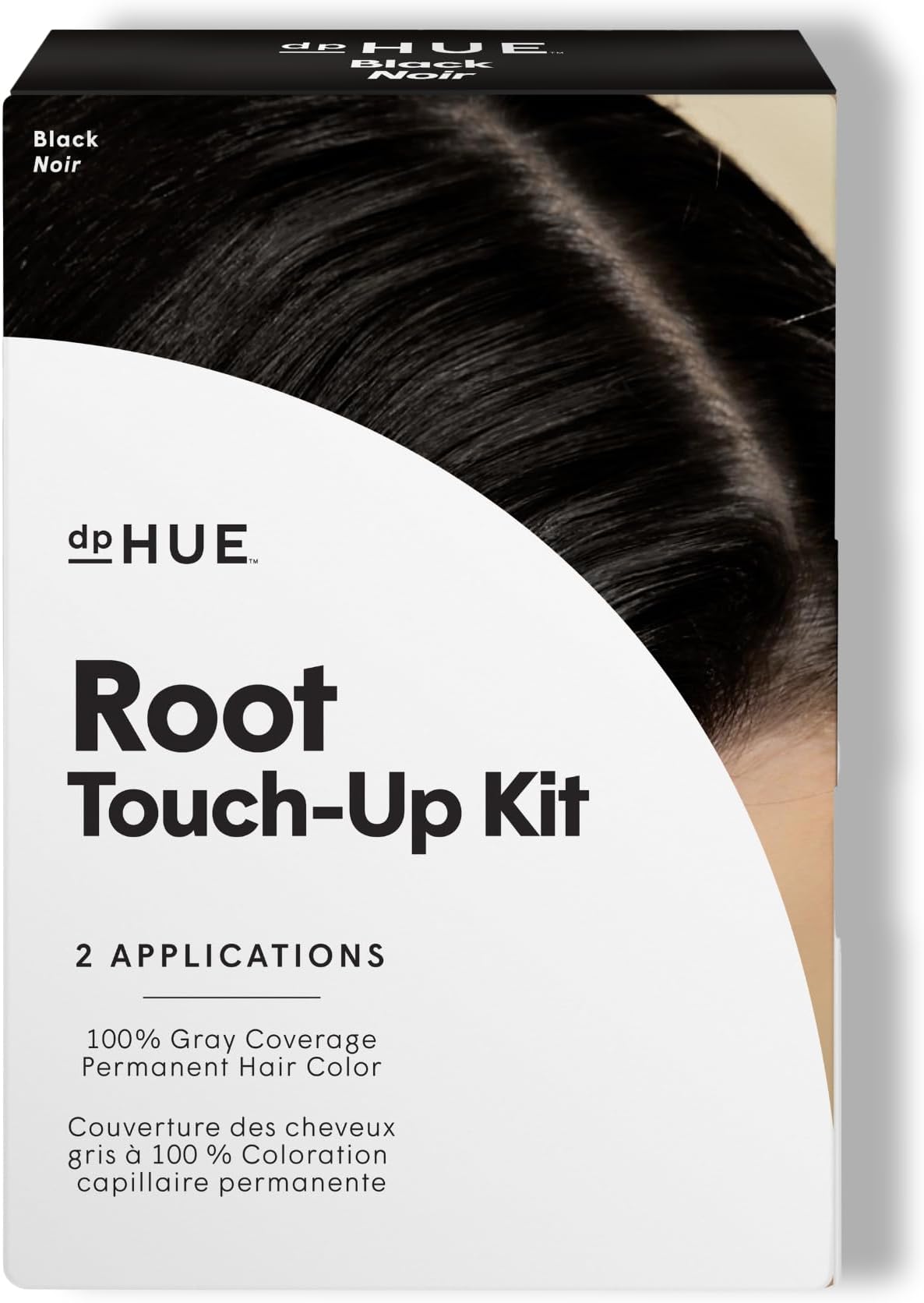 dpHUE Root Touch-Up Kit, Black - Permanent Hair Color for Gray Coverage - Includes Two Applications - Paraben, SLS & SLES Sulfate Free - Leaping Bunny Certified