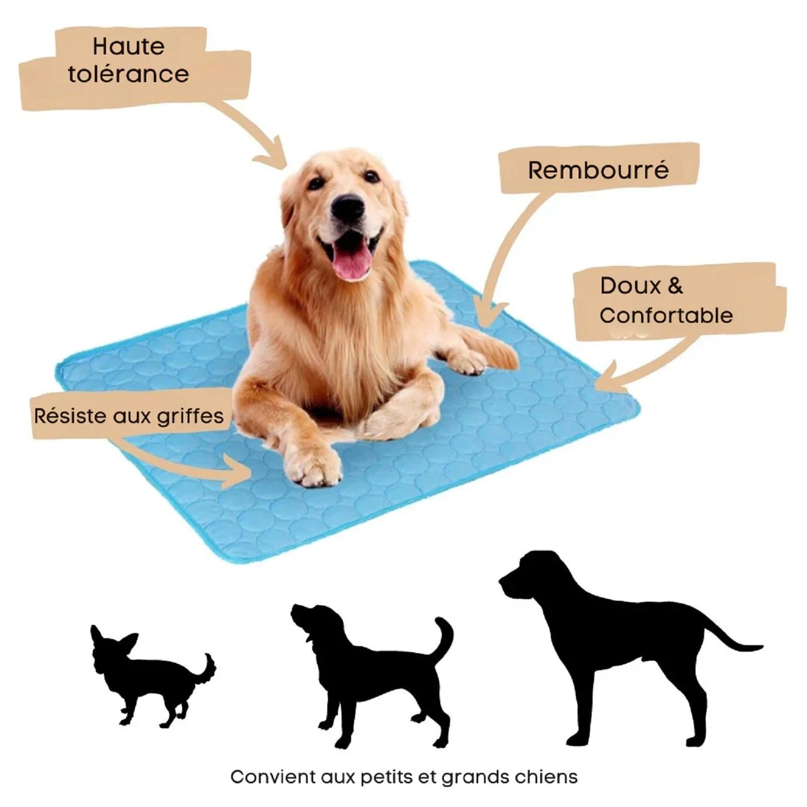 Tapis Refroidissant pour Chien Confortable, FreshPad – Tapis Rafraîchissant pour Chien et Chat, Coussin Fraîcheur Portable pour Été (Bleu, XXL (100x150 cm))