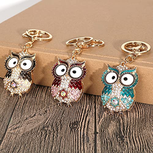 Aixiang Red Owl Cute Key Chains For Women Opal Rhinestone Plating Keychain Purse Charm Sparkly Key Chains For Women Key Charms For Car Keys Gift For Friends #TOP3