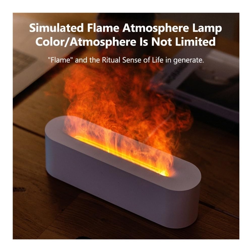 Diffusore di fiamma artificiale per casa desktop umidificatore fiamma colorata con olio essenziale (bianco + controller)