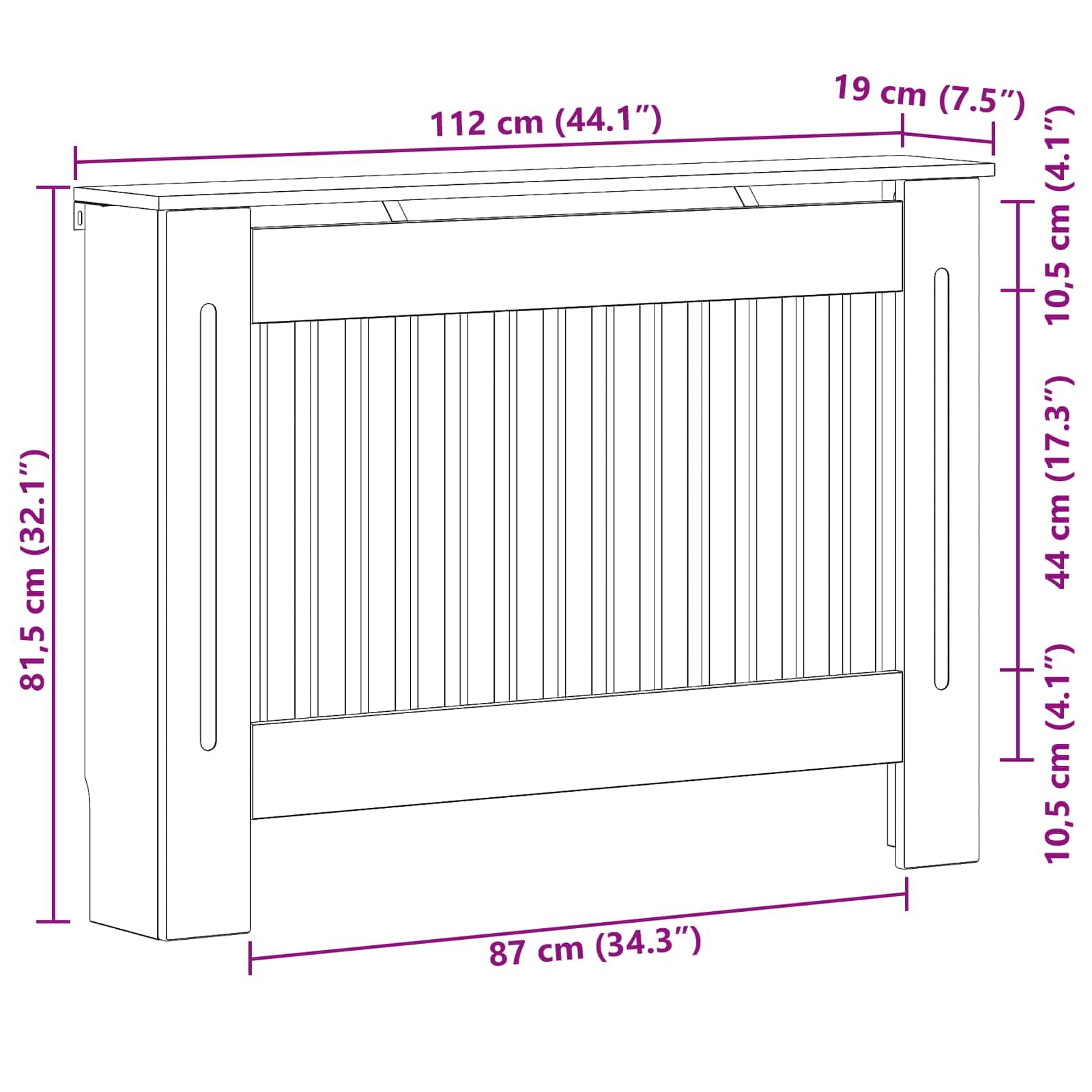 vidaXL Heizkörperabdeckung Hochglanz Weiß 112 x 19 x 81,5 cm, Moderner, rechteckiger Heizkörperabdeckung für Zuhause, dekorativer Wärmeschutz, robustes Design, kindersicher, Wohnzimmer