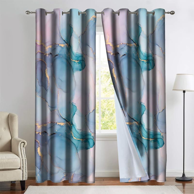 Marble Print Curtains - Elegant Home Décor -1