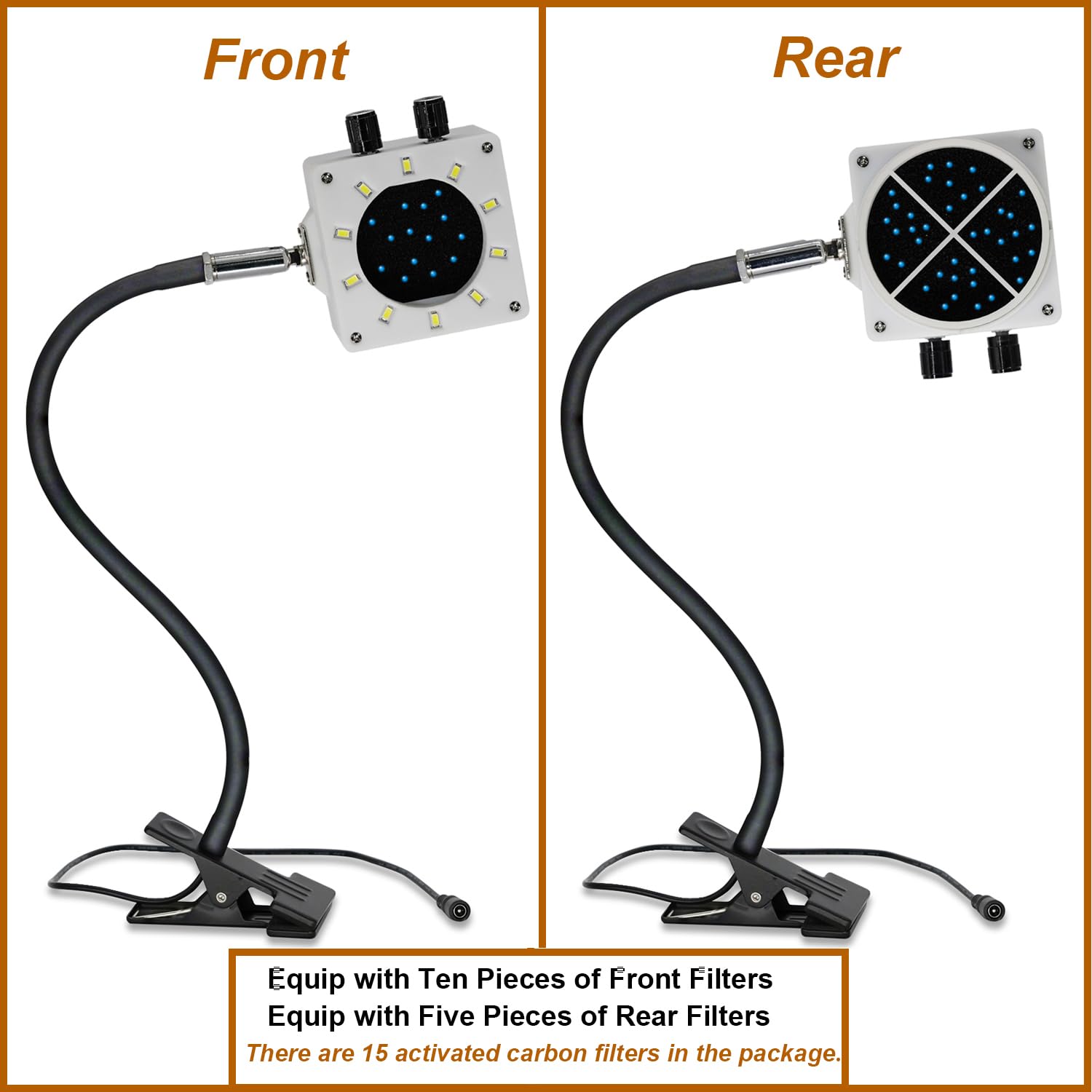 Treedix Kit estrattore fumi per saldatura, ventola assorbitore d'aria per saldatura, rimozione fumi portatile con luci LED dimmerabili e aspirazione, 15 filtri a carbone attivo per saldatura