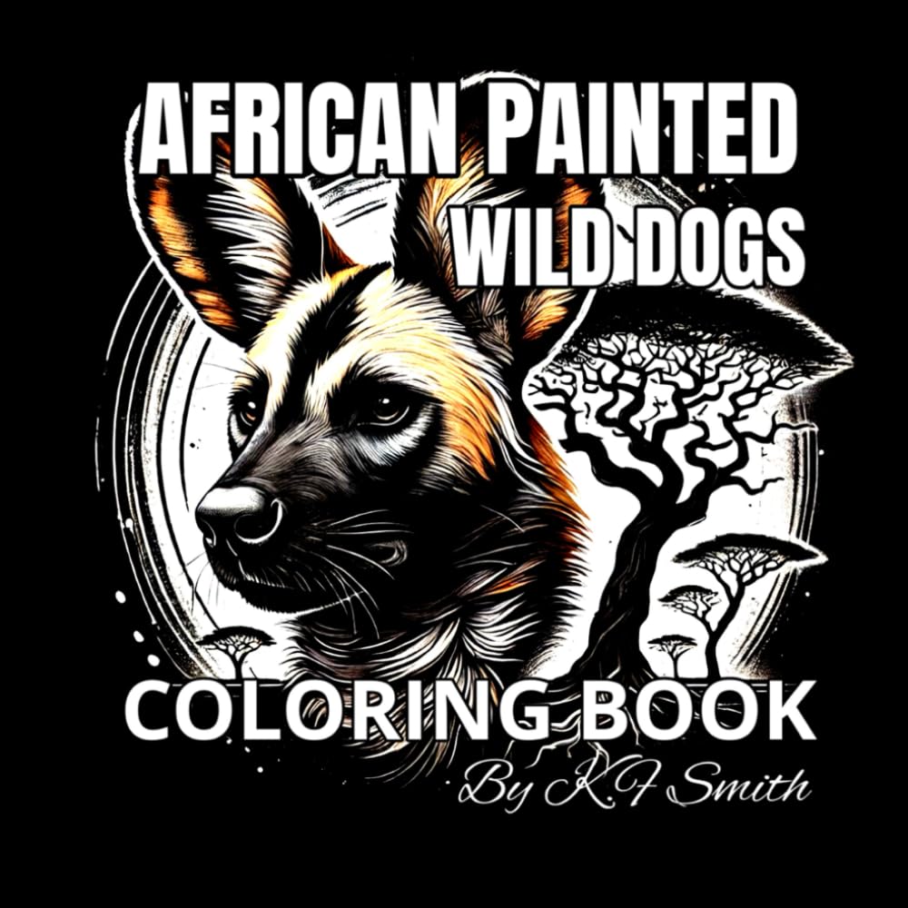 African Painted Wild Dogs Coloring Book