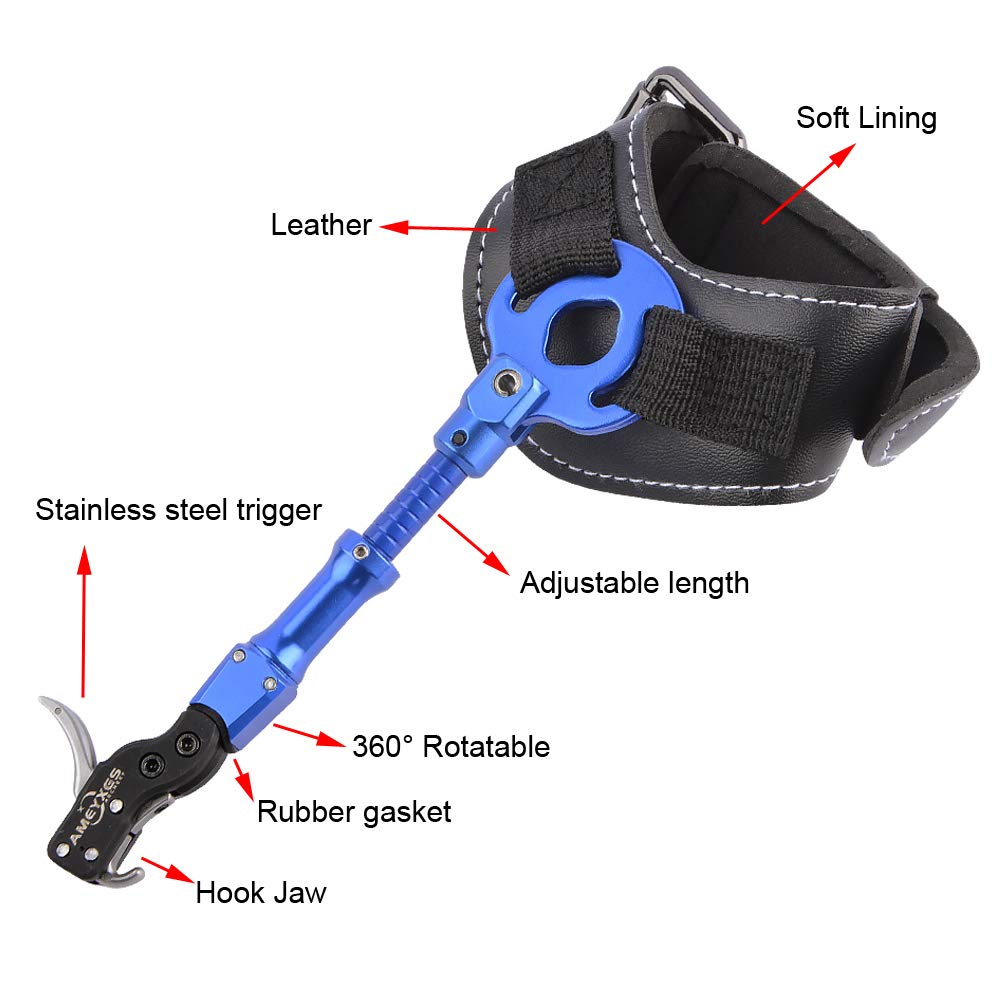 SHARROW Tir à Arc Décocheur Release Aids Arc à Poulies Aides à la Libération Réglable Trigger 360 Degrés Rotation Accessoires pour Arc et Flèches