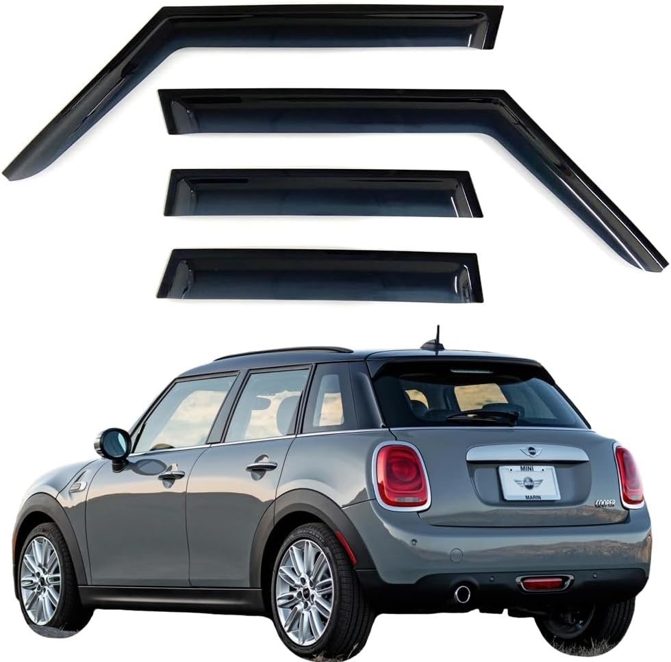 Window Visor Rain Guard Door Vent Dark Smoke Tint Transparent Black 4PCS Deflector