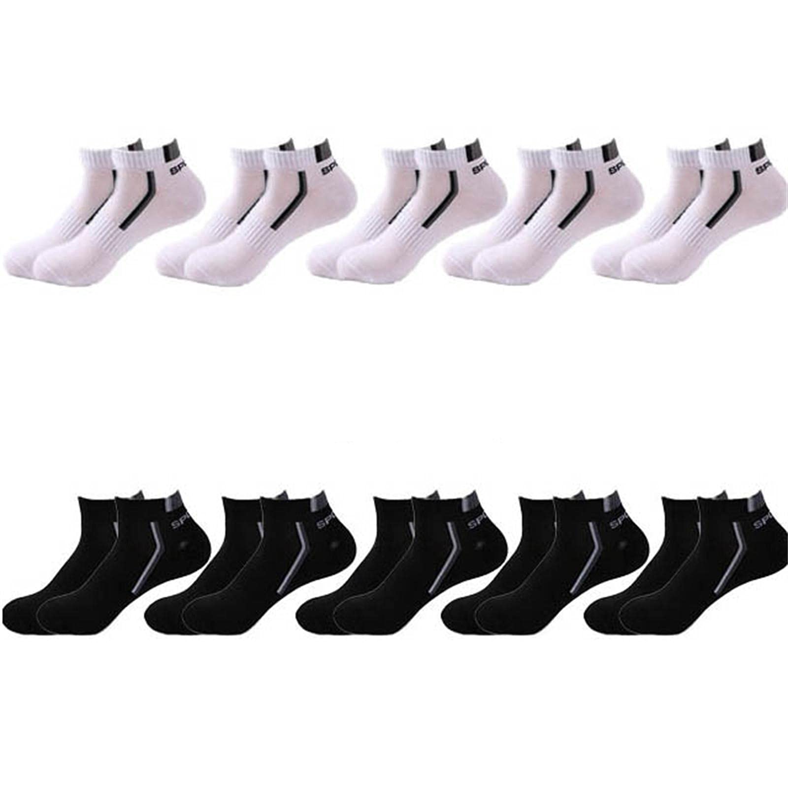 UKKO Calcetines de Hombre 10 Parines Hombres Calcetines De Los Hombres Calcetines De Algodón Transpirables Verano Corte Delgado Tamaño Corto 38-48-5 White Gray 5 Black,Plus Szie43-48
