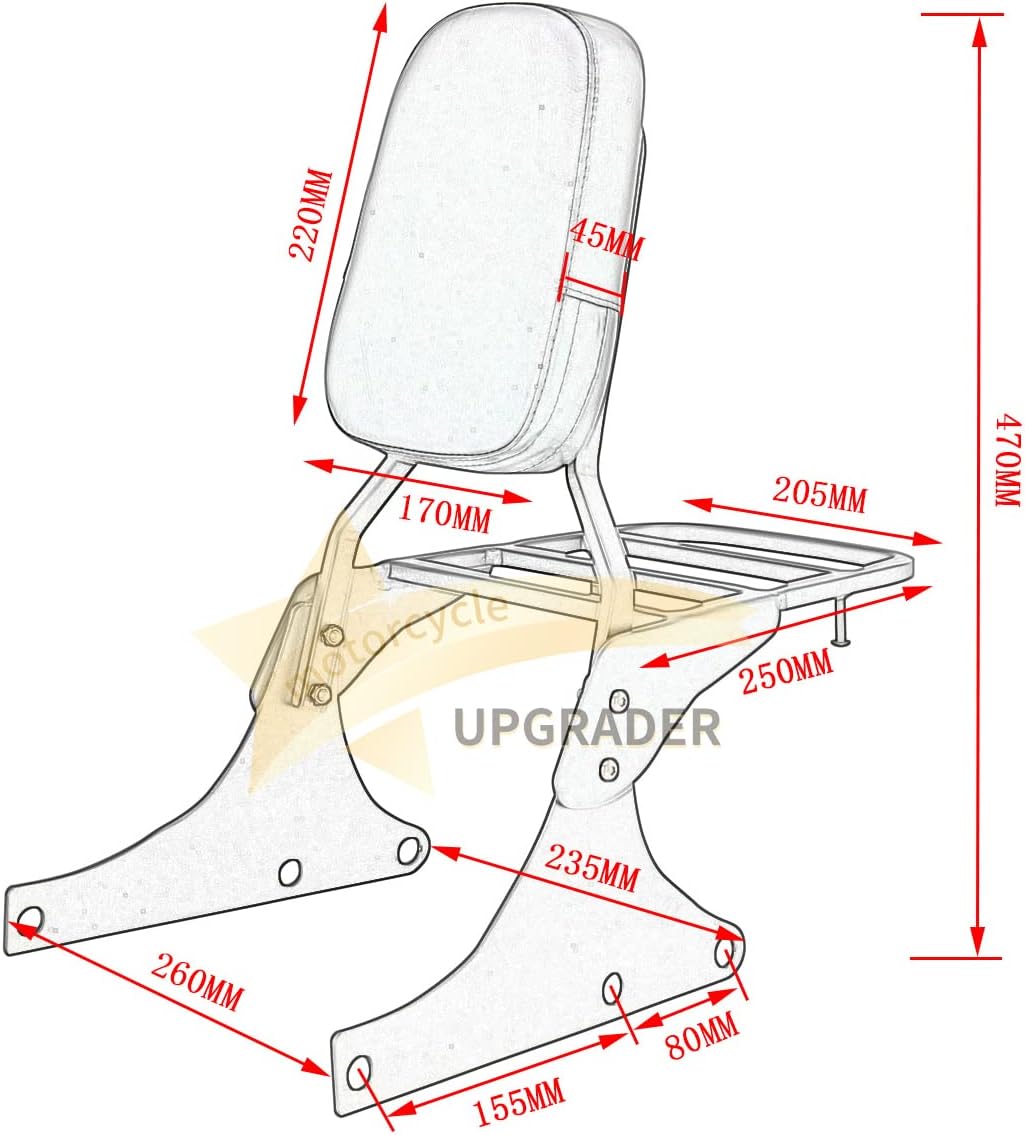 Backrest Sissy Bar + Luggage Rack Compatible with/Replacement for Harley Heritage Softail Classic FLSTC EFI FLSTCI FLST FLSTSC