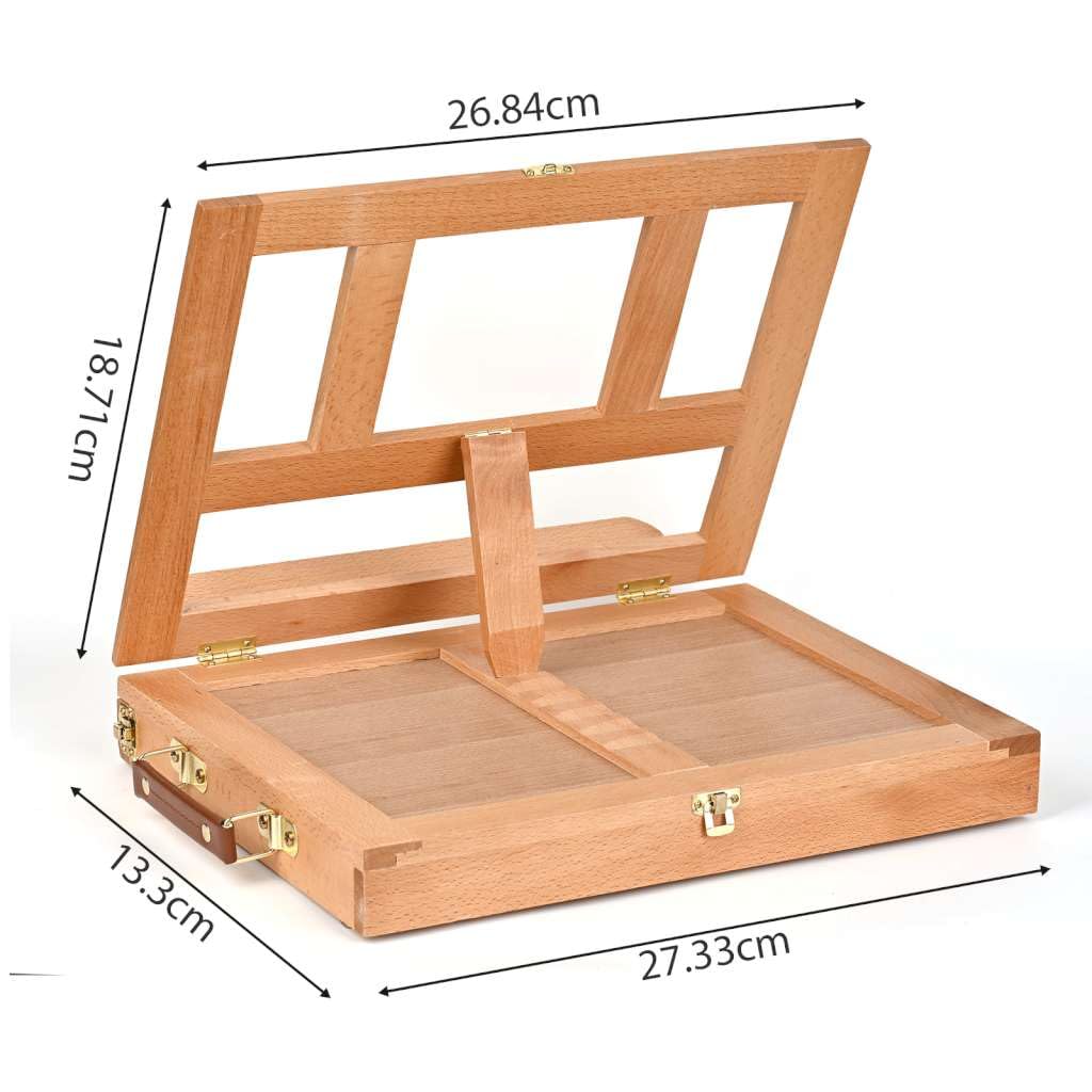 Caballete de mesa para pintar, soporte de dibujo ajustable, caja de pintura de madera de haya maciza para principiantes, estudiantes, artistas adultos, se adapta a lienzos, paneles o libros