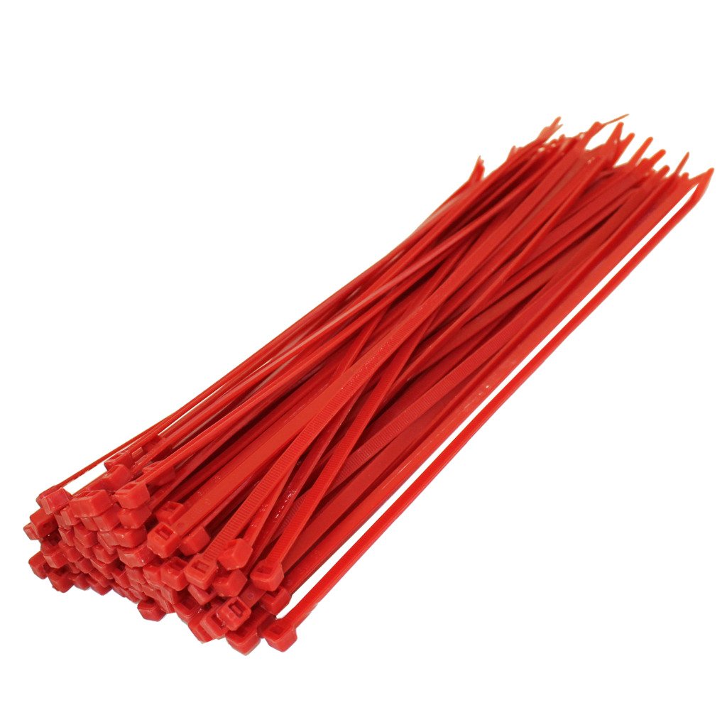 All Trade Direct 200 X Red Cable Ties 300Mm X 4.8Mm Zip Tie Wraps Bases