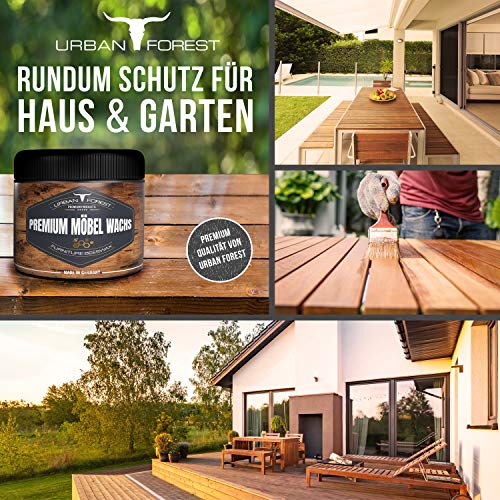 Möbelwachs farblos zur Möbelpflege & Holzschutz für innen und aussen | Holzwachs mit Bienenwachs zur Holzpflege für Holzmöbel | Holz wachsen mit PREMIUM MÖBEL WACHS von URBAN FOREST 500ml