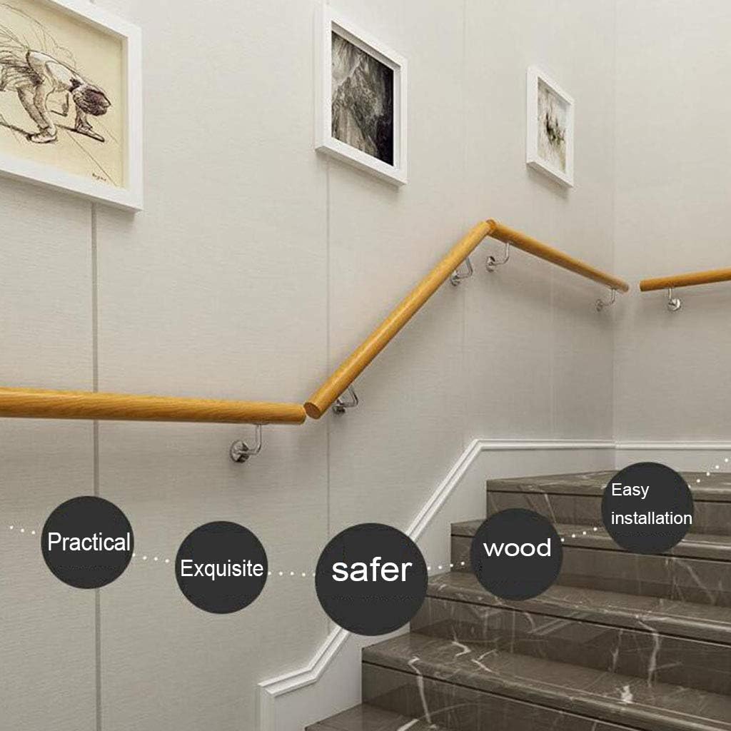 Wooden Stair Rail Brackets Decking Railings Interior，Stair Armrest Non-Slip Home Against The Wall Indoor Loft Elderly Railings Handrails Corridor Support Rod
