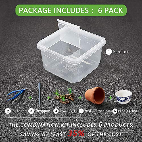 Mini transportador de insetos, mini caixa de reprodução de habitat réptil, portátil, ventilada, espa