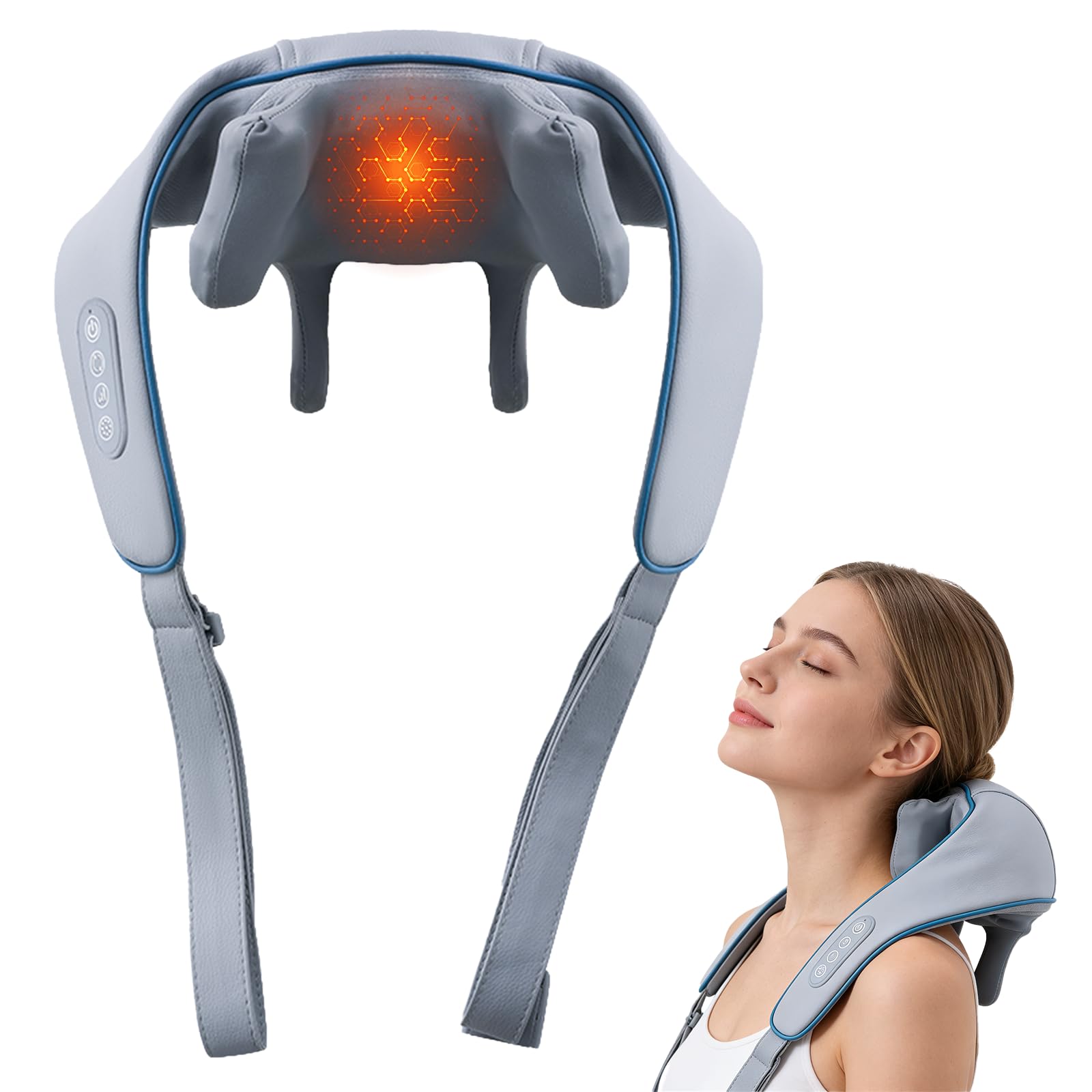Photo 1 of CheckSimple Neck Massager with Heat,Cordless Therapexa Neck & Shoulder Massager,6D Deep Kneading Shiatsu Massager for Back,Shoulder & Leg Pain Relief(Upgraded 8D,Grey)