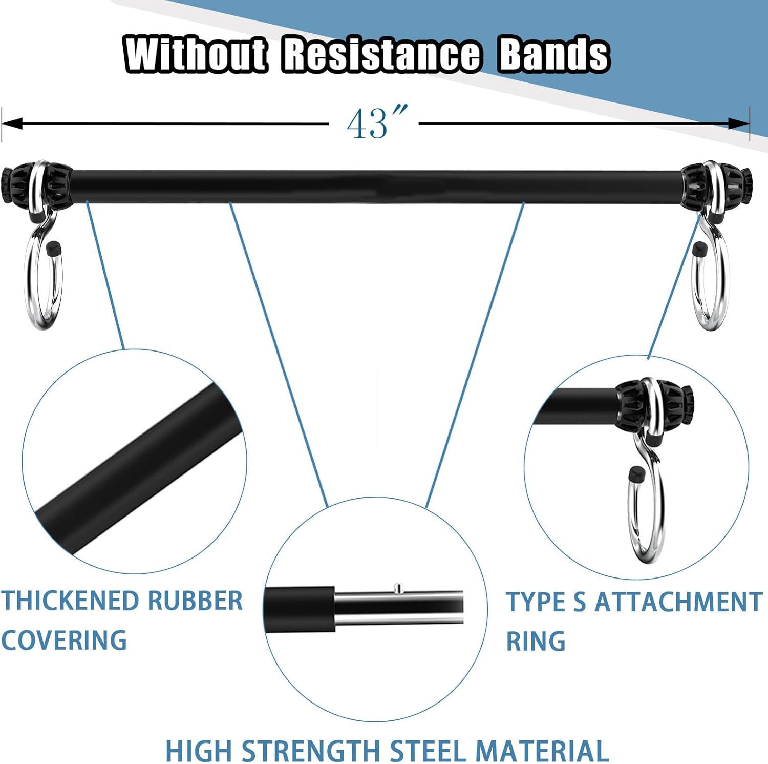 Resistance Band Bar, Portable 43 Inch Pilates Bar with Resistance Bands Home Gym Workouts Stick Squat Yoga Pilates Flexbands Kit for Full Body Shaping