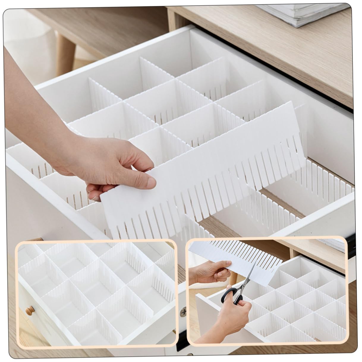 jojofuny Divisori per Cassetti 38X11 CM Set da 10 Pezzi Pannelli Separatori Modulari per Organizzazione Casa Divisori per Biancheria Intima e Calzini Scomparti Personalizzabili