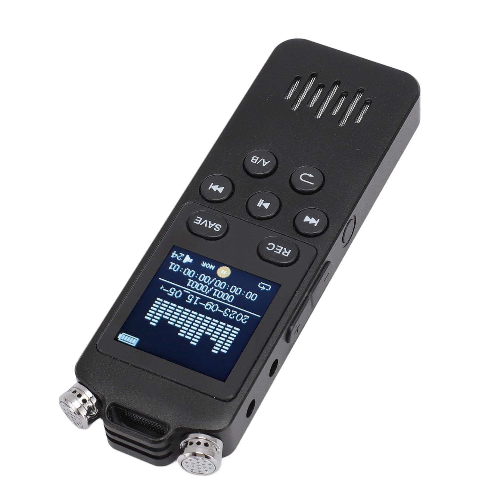 AMONIDA Registratore Ad Attivazione Vocale Design Compatto con Registrazione WAV MP3 di Alta qualità per Interviste a Riunioni Schermo a Colori da 1,44 Pollici (32GB)