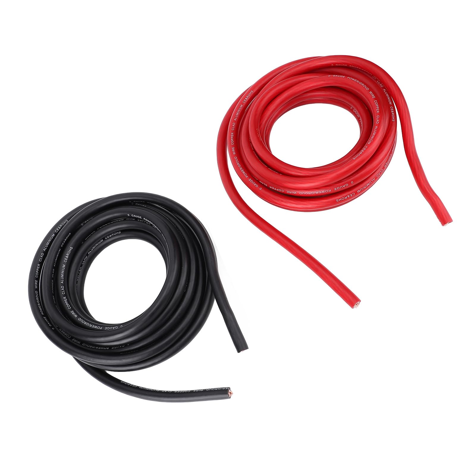 Generic Kabel Zasilający 1/0AWG 20 Stóp Czerwony Czarny Trwały Elastyczny Przewód do Samochodowego Systemu Dźwiękowego z Rurkami Miedzianymi i Termokurczliwymi