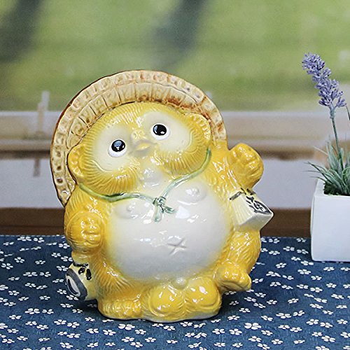 信楽焼 【6号踊り狸(黄色)ta-0185】 しがらき 信楽焼き 陶器 しがらきやき たぬき タヌキ 置物 置き物 おきもの 縁起物 進物 ギフト
