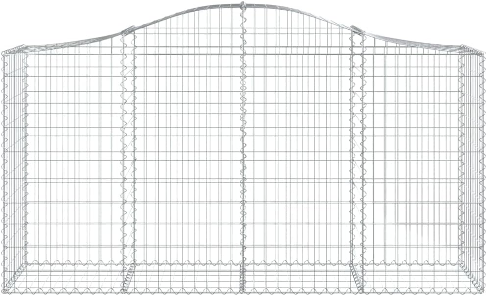 Silver Galvanized Iron Rectangular Gabion Basket Set of 2 for Outdoor Decor and Plant Display, Spacious Garden Storage with Robust Construction and Versatile Use