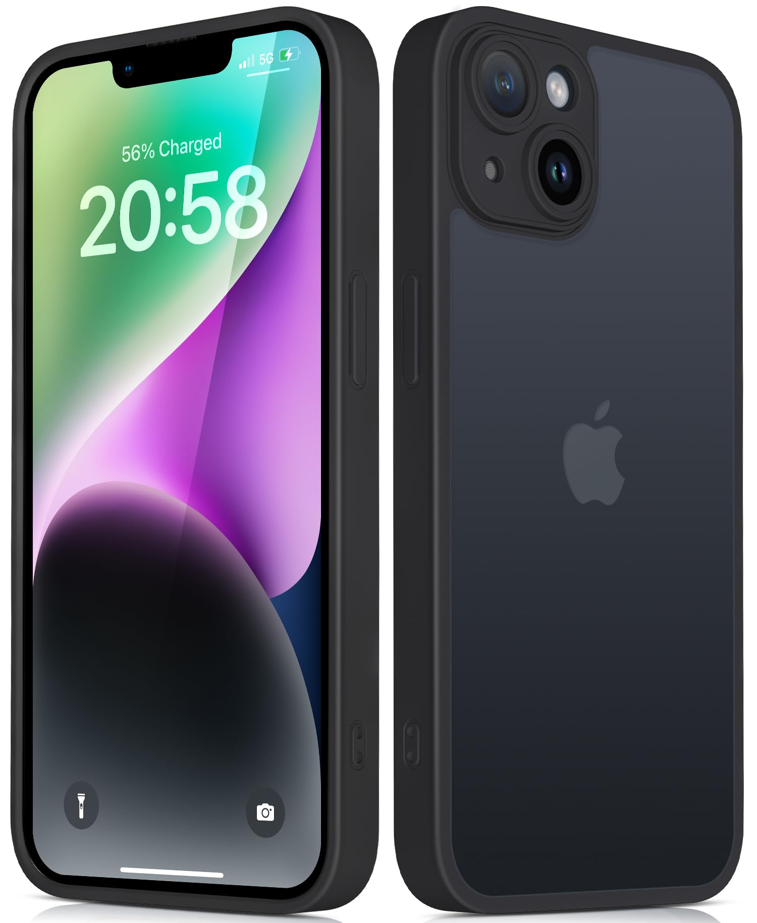 for iPhone 14 Plus Case with Camera Lens Full Cover Protection, 10FT Military Grade Drop Protection Phone Case with Anti-Fingerprint Matte Back 6.7 inch - Black