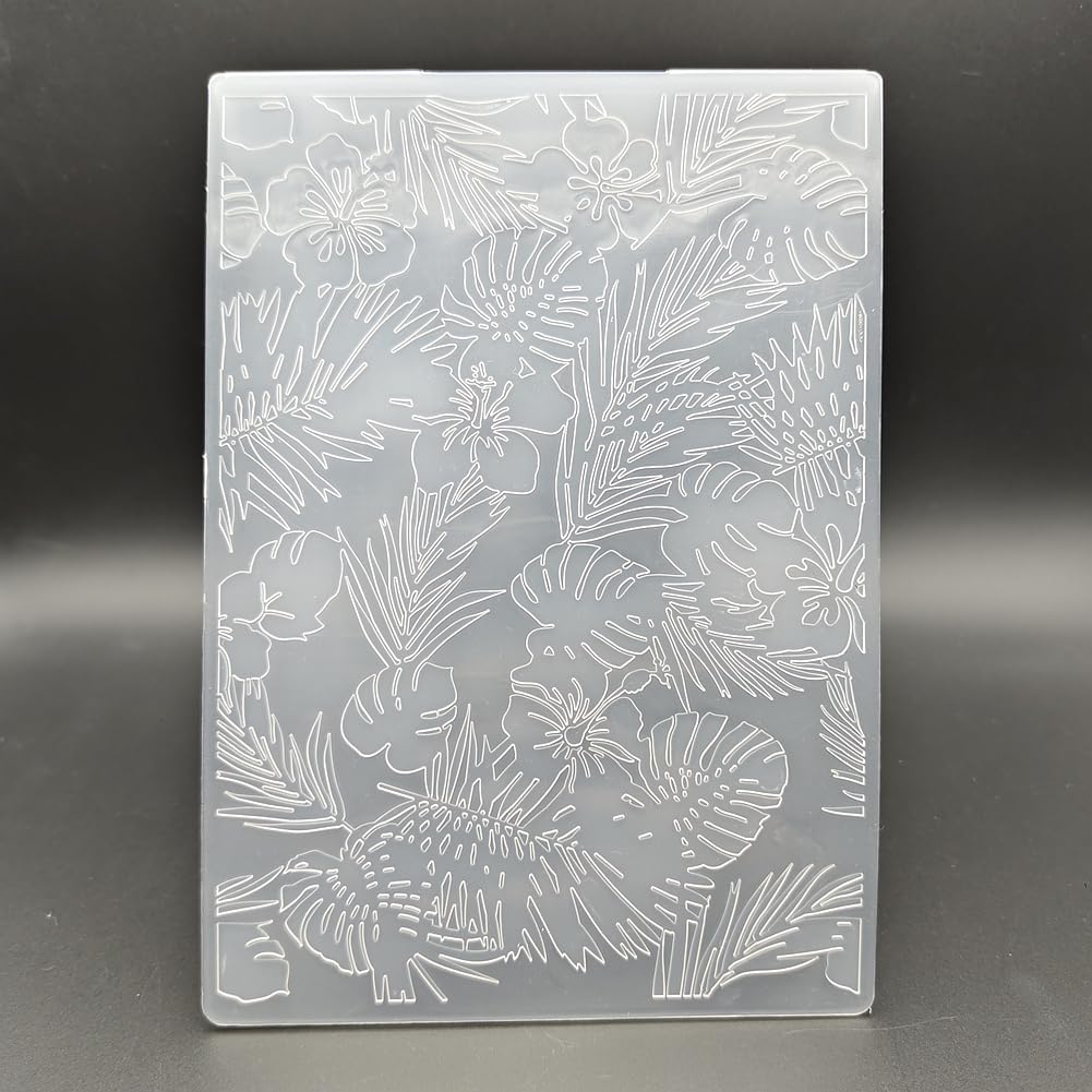 Plastic Embossing Folder (5'' x 7'' | Leaves Imprinted Pattern) Paper Crafts Plastic Textured Impressions for Card Making Scrapbooking