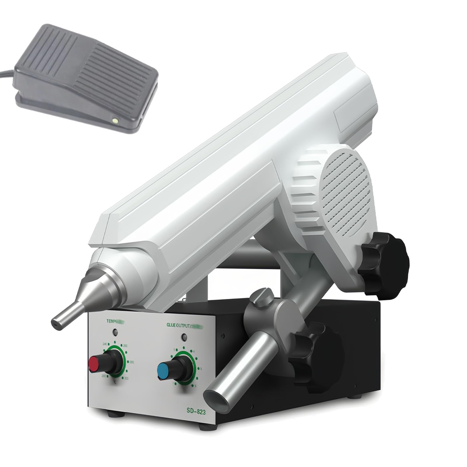 Pistola per colla a caldo automatica, pistola per colla a pedale con quantità/temperatura/angolazione di colla regolabili, erogatore elettrico per colla, per imballaggi in cartone