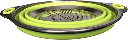 Miniatura 4 de Oneida Colador plegable de silicona de acero inoxidable de 8 pulgadas, color verde