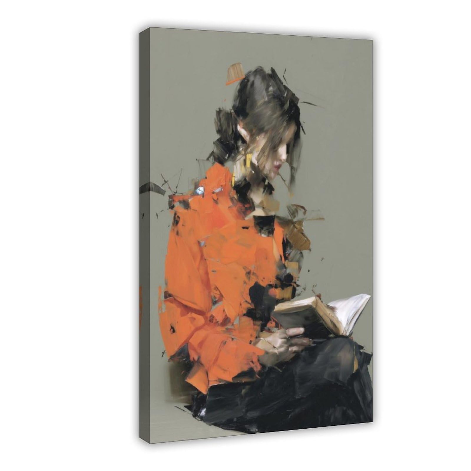 Ywtjax Frame-Style Abstract Woman Reading Poster Canvas Poster For Bedroom Decor Gift