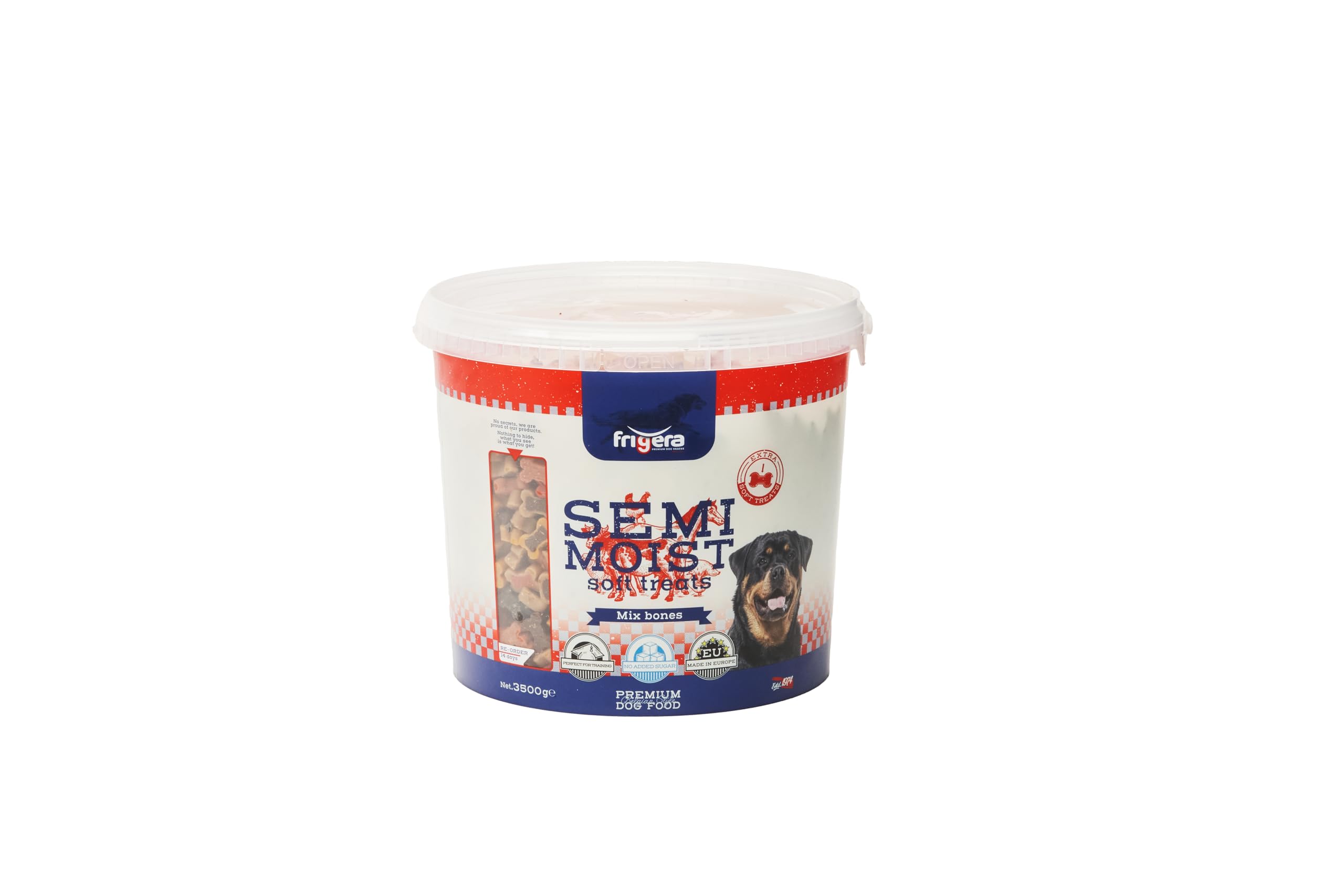 Frigera Semi-Moist Soft Treats Mix Huesos (9) 3500g – Snacks Blandas para Perros, Deliciosa Recompensa para el Entrenamiento y Entre Comidas, Sin Azúcares Añadidos, Producido en Bélgica