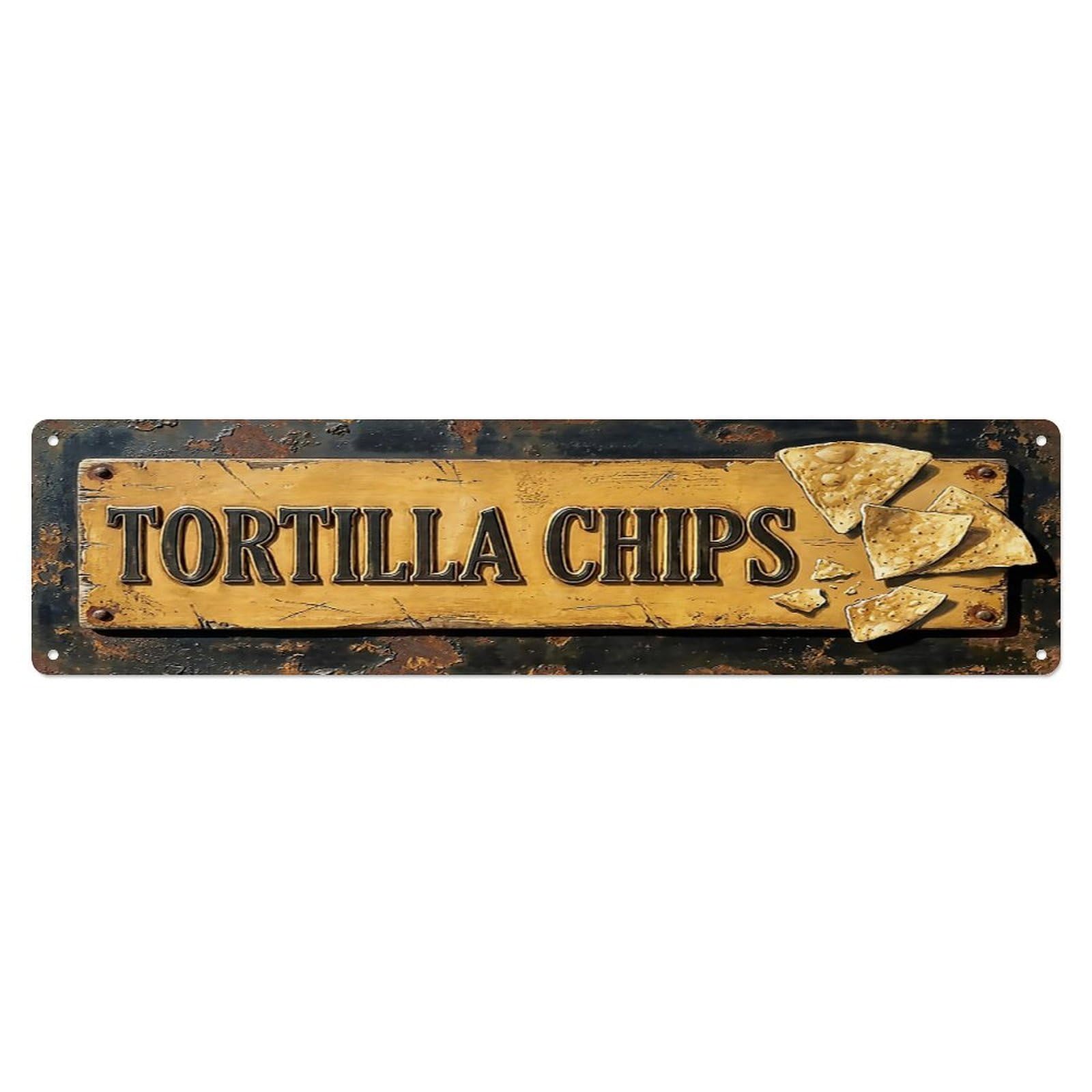 Vintage Tortilla Chips Crunchy Farmhouse Metal Tin Sign